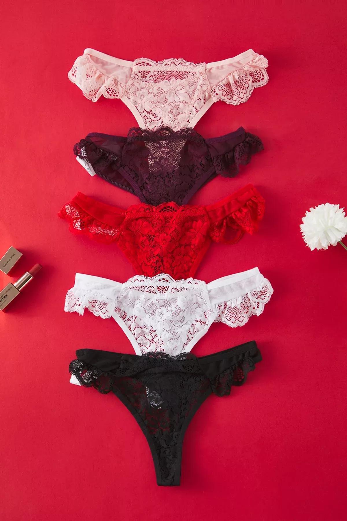 Multicolour 5-Pack Lace Panties, Very colorful, medium