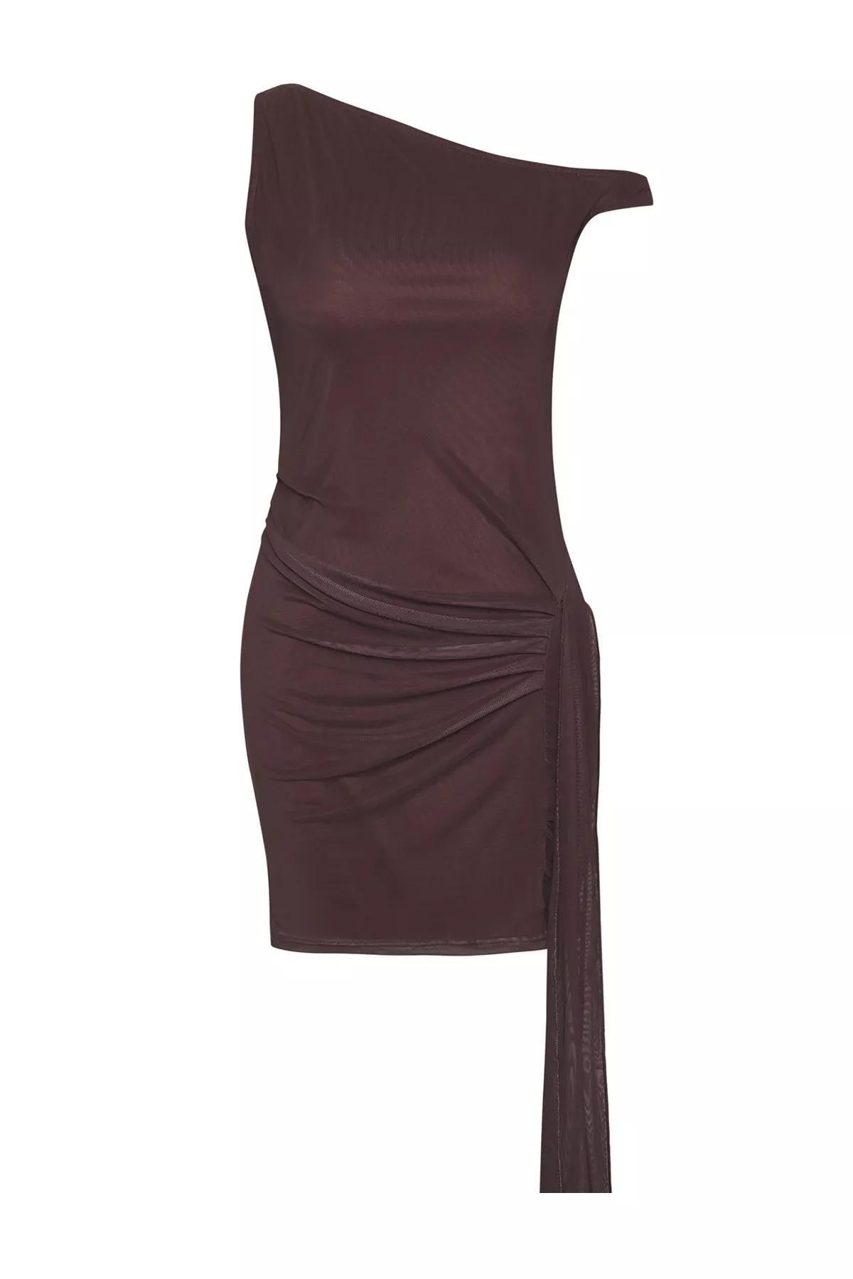 Brown Limited Edition Bodycon Tulle Dress, , large image number 0