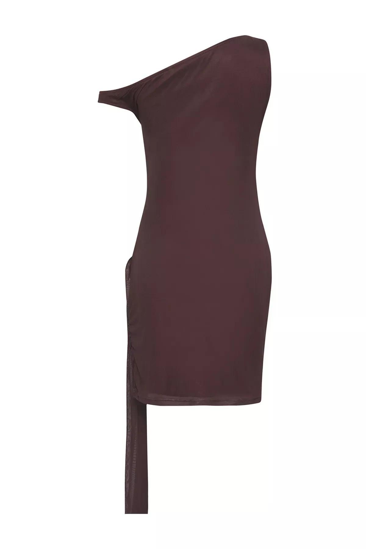 Brown Limited Edition Bodycon Tulle Dress, , large image number 1
