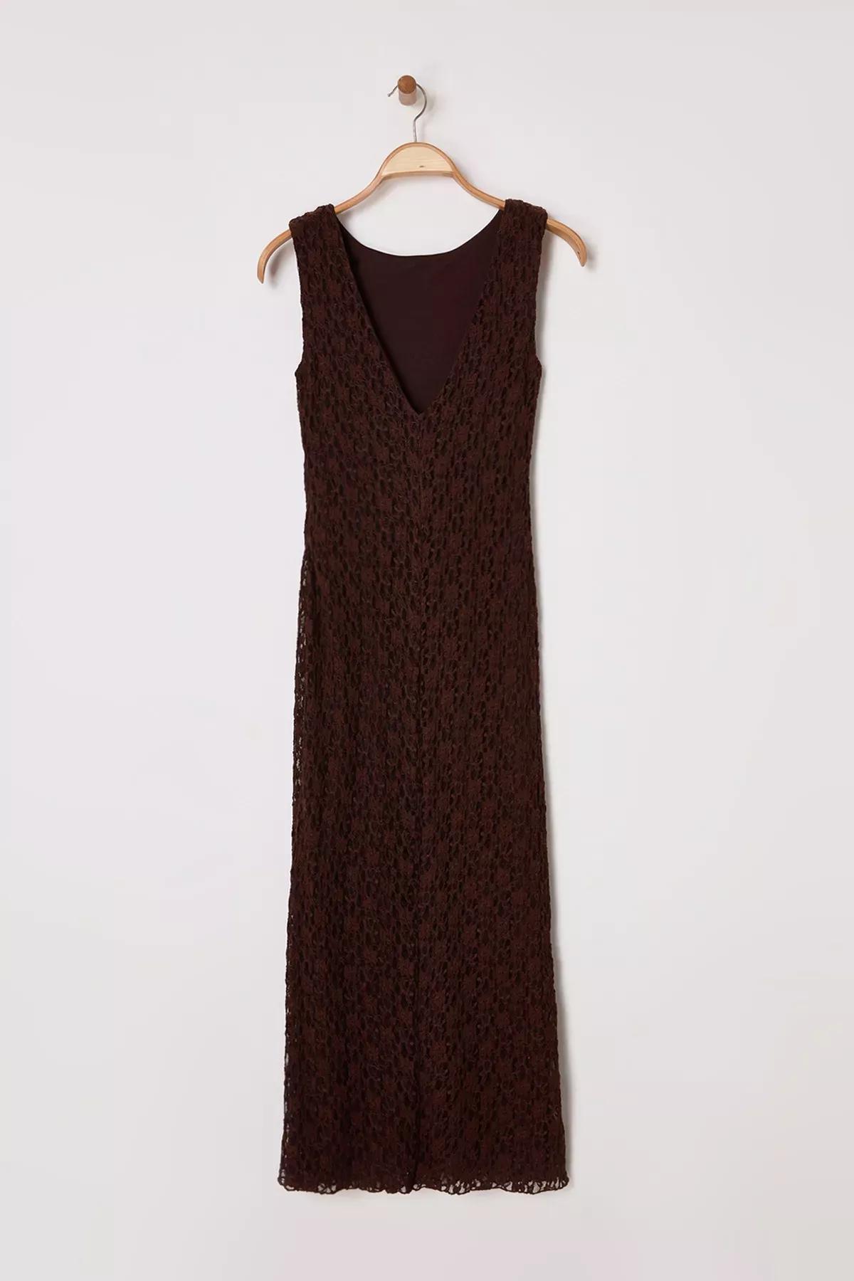 Brown Limited Edition Lace Bodycon Dress, , large image number 0