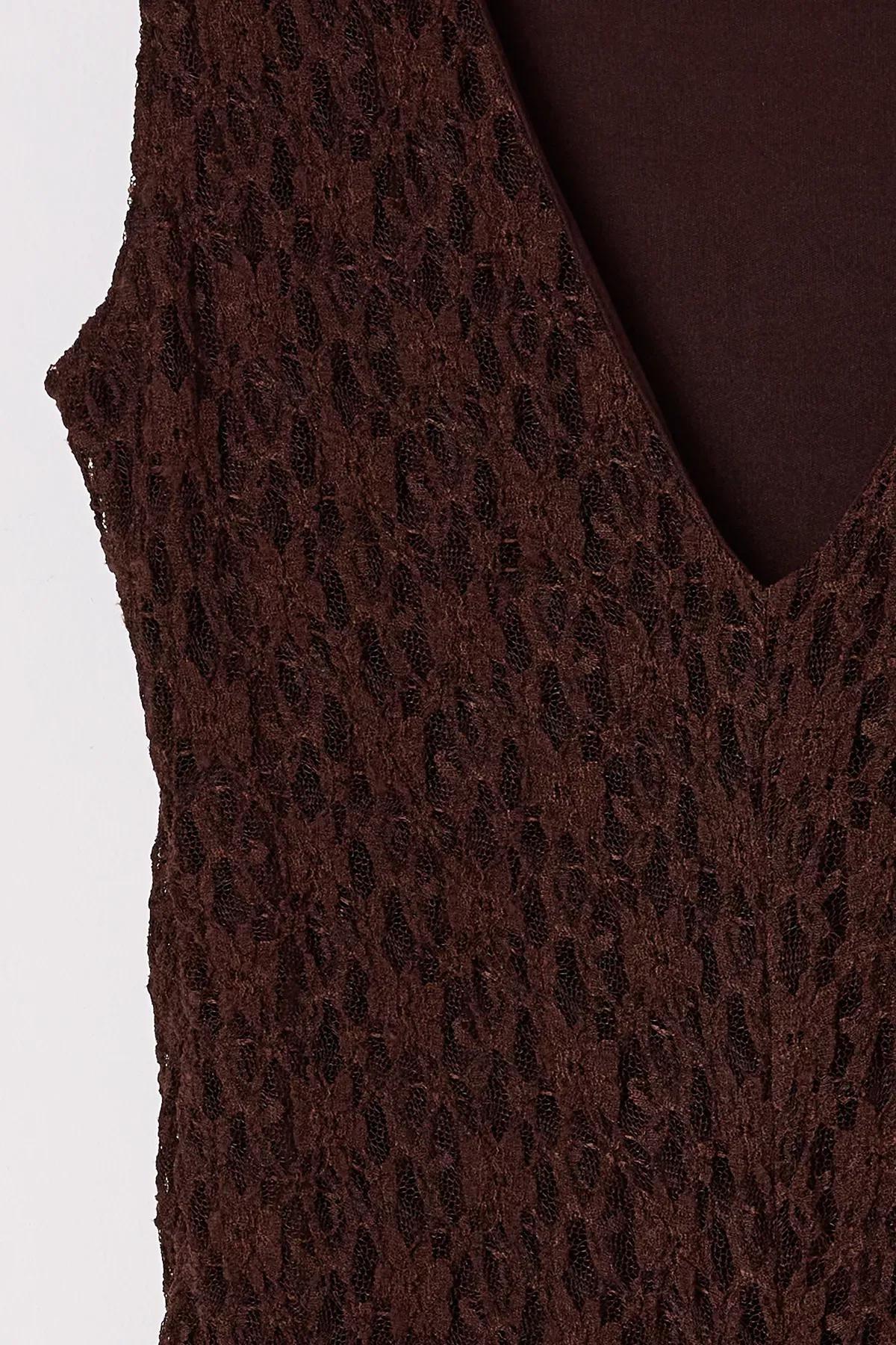 Brown Limited Edition Lace Bodycon Dress, , large image number 1