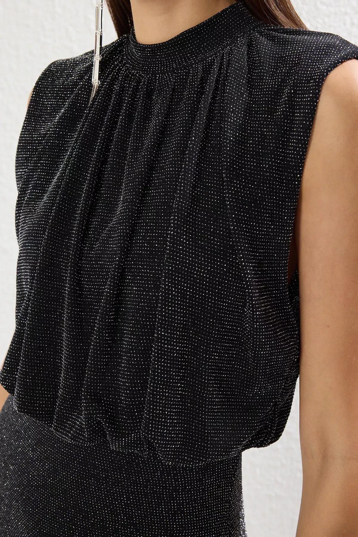 Black Knitted Long Occasionwear Dress, , large image number 3
