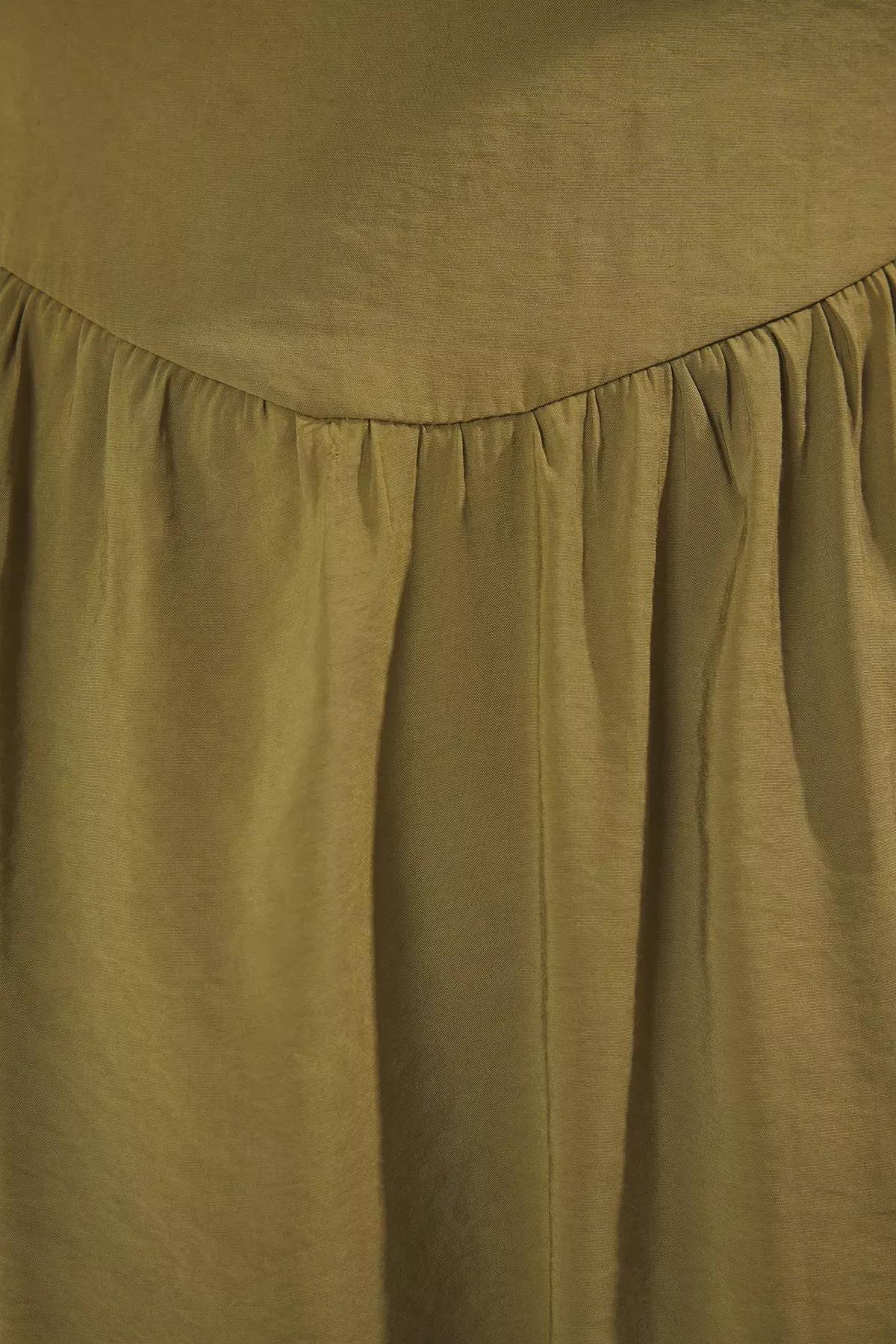 Green Modal Midi Woven Plus-Size Dress, Khaki, large image number 2