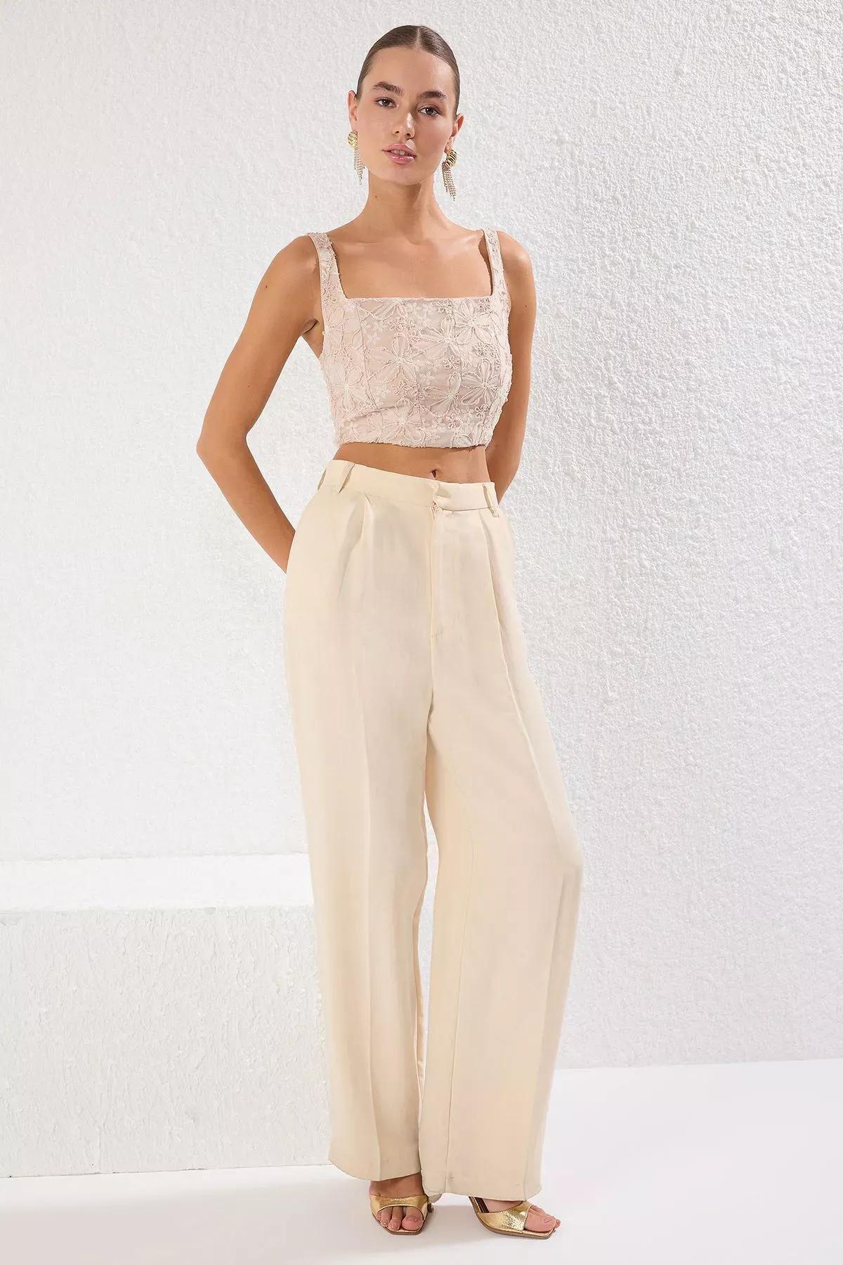 Pink Crop Knitted Bustier, POWDER, large image number 1