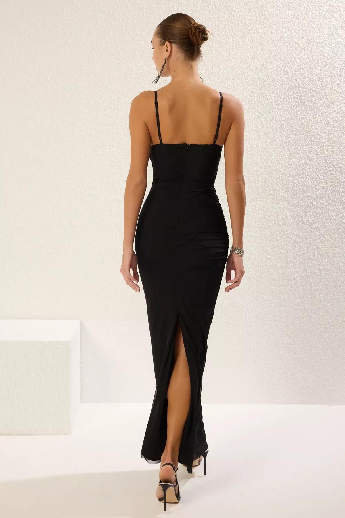 Black Knitted Midi Occasionwear Dress, , large image number 4