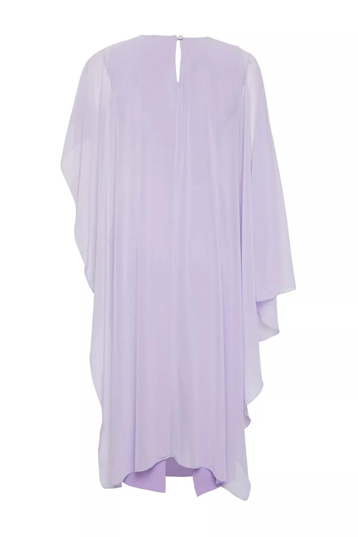 Purple Body-Fitting Midi Dress, Lilac, large image number 5