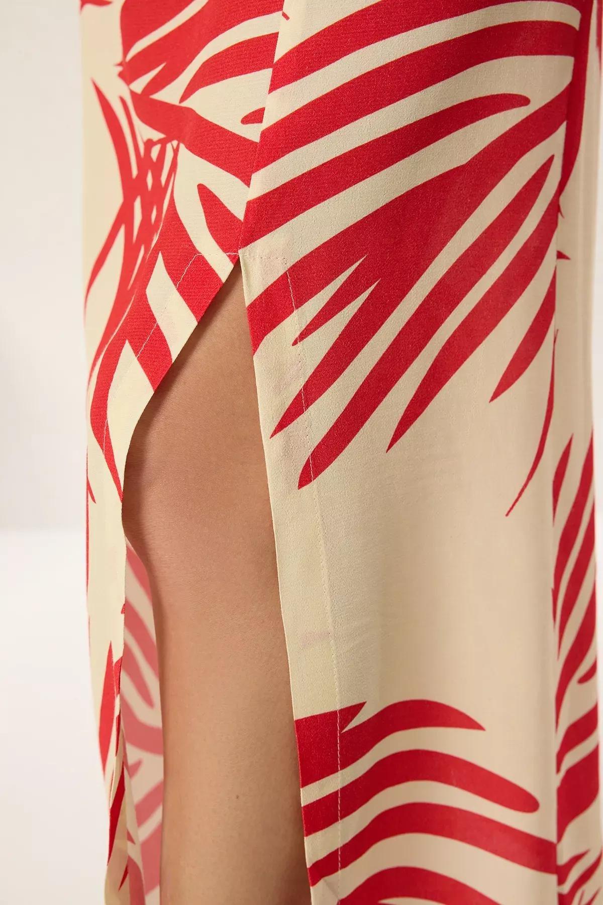Red Patterned Midi Skirt, C101_7382, large image number 4