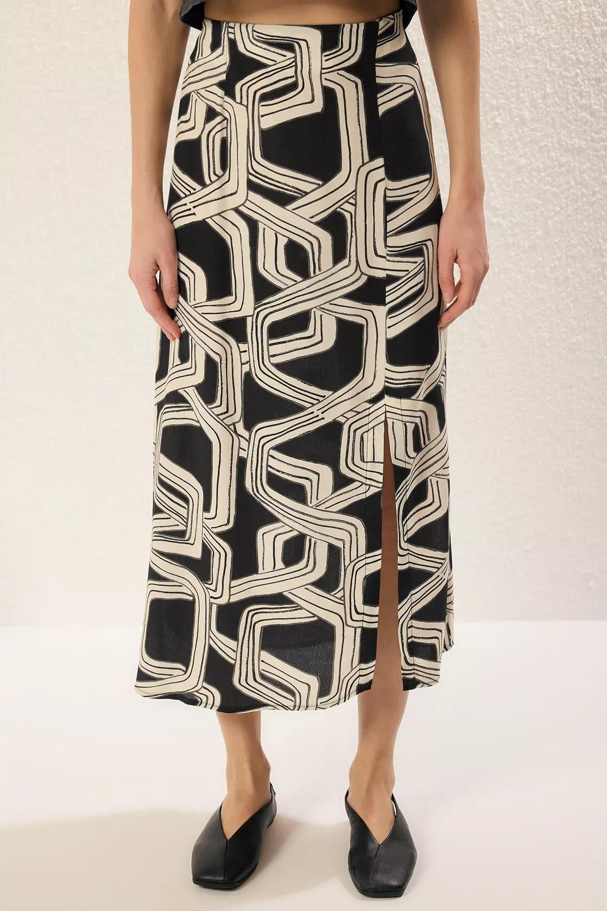 Multicolor Patterned Midi Skirt, , large image number 2