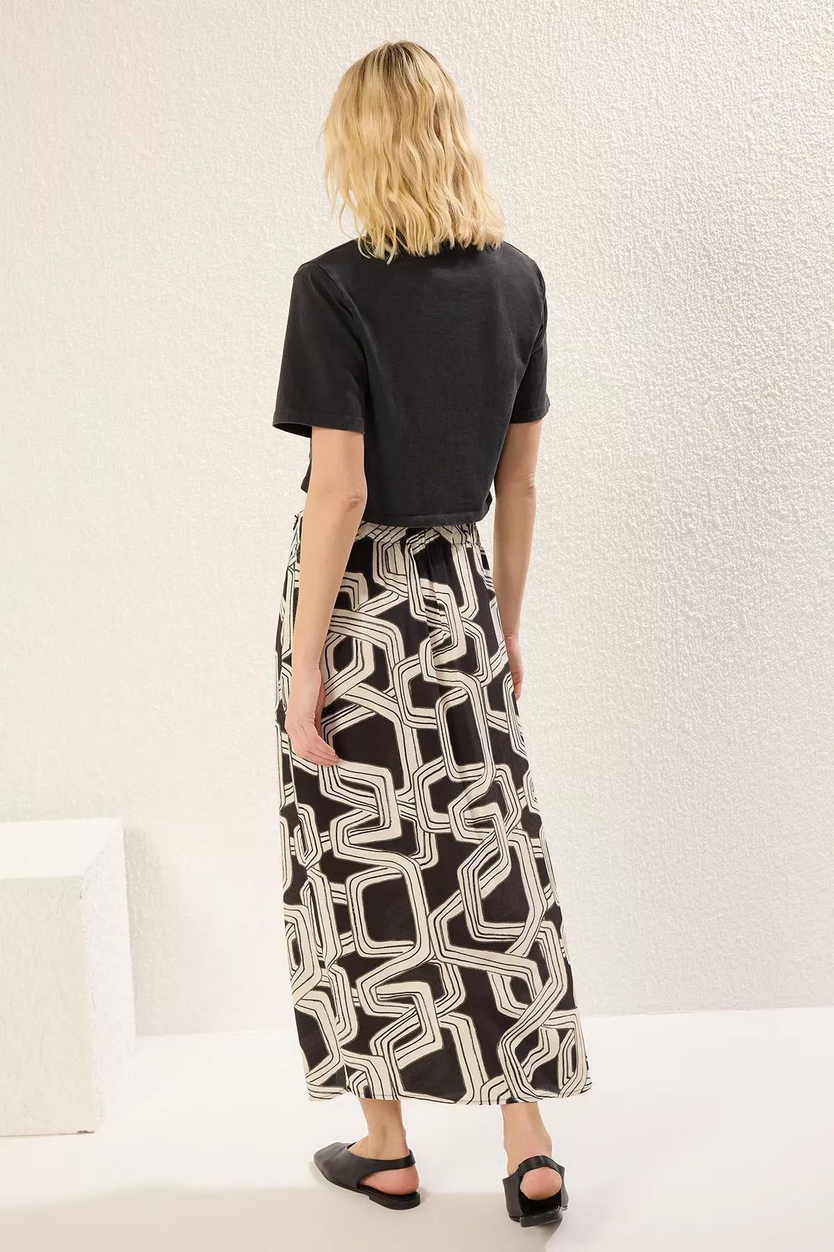 Multicolor Patterned Midi Skirt, , large image number 4