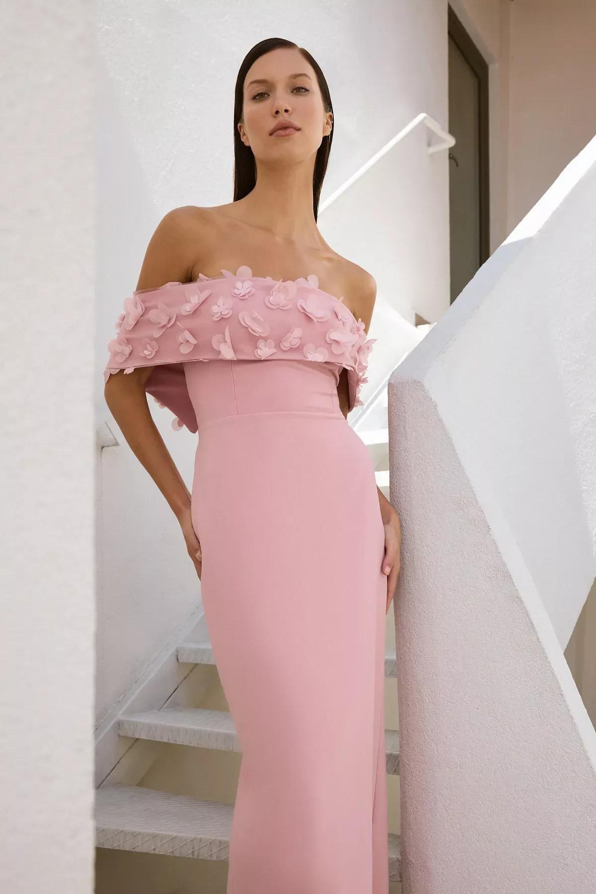 Pink Applique Occasionwear Dress, , large image number 1