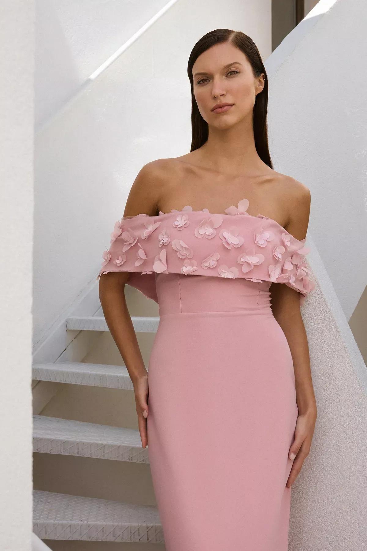 Pink Applique Occasionwear Dress, , large image number 3