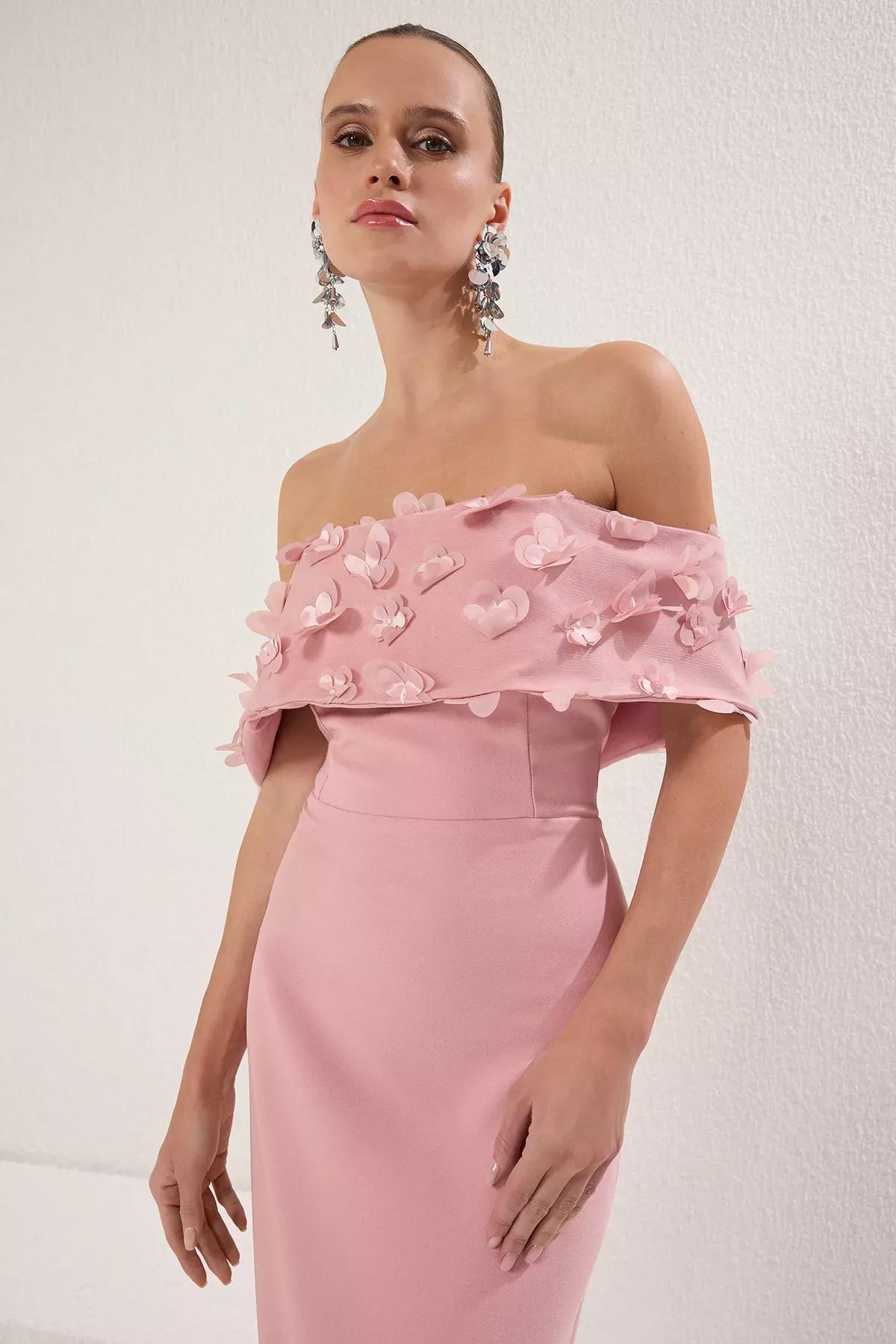 Pink Applique Occasionwear Dress, , large image number 4