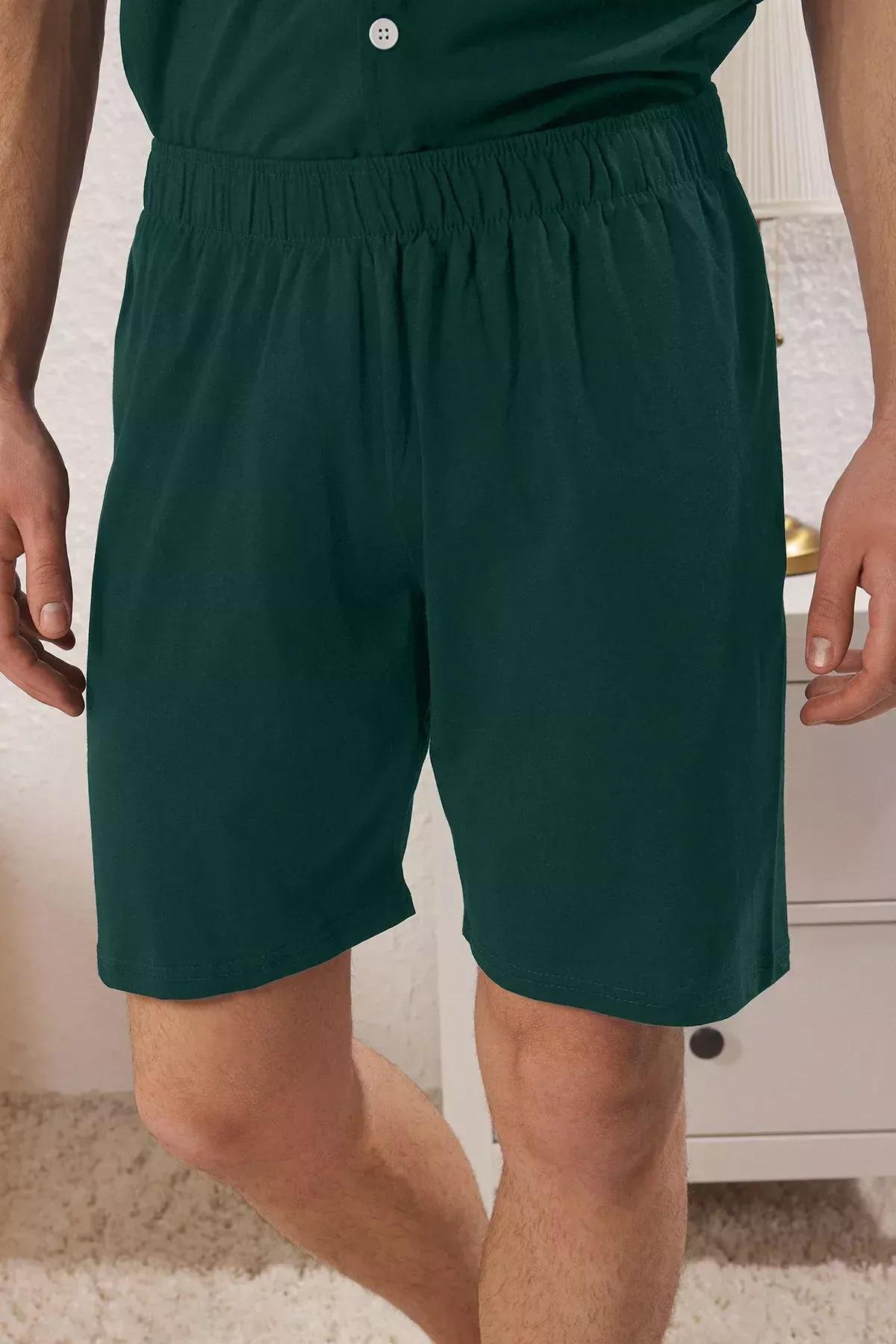 Green Regular Fit Buttoned Pajama Set, Green, large image number 4