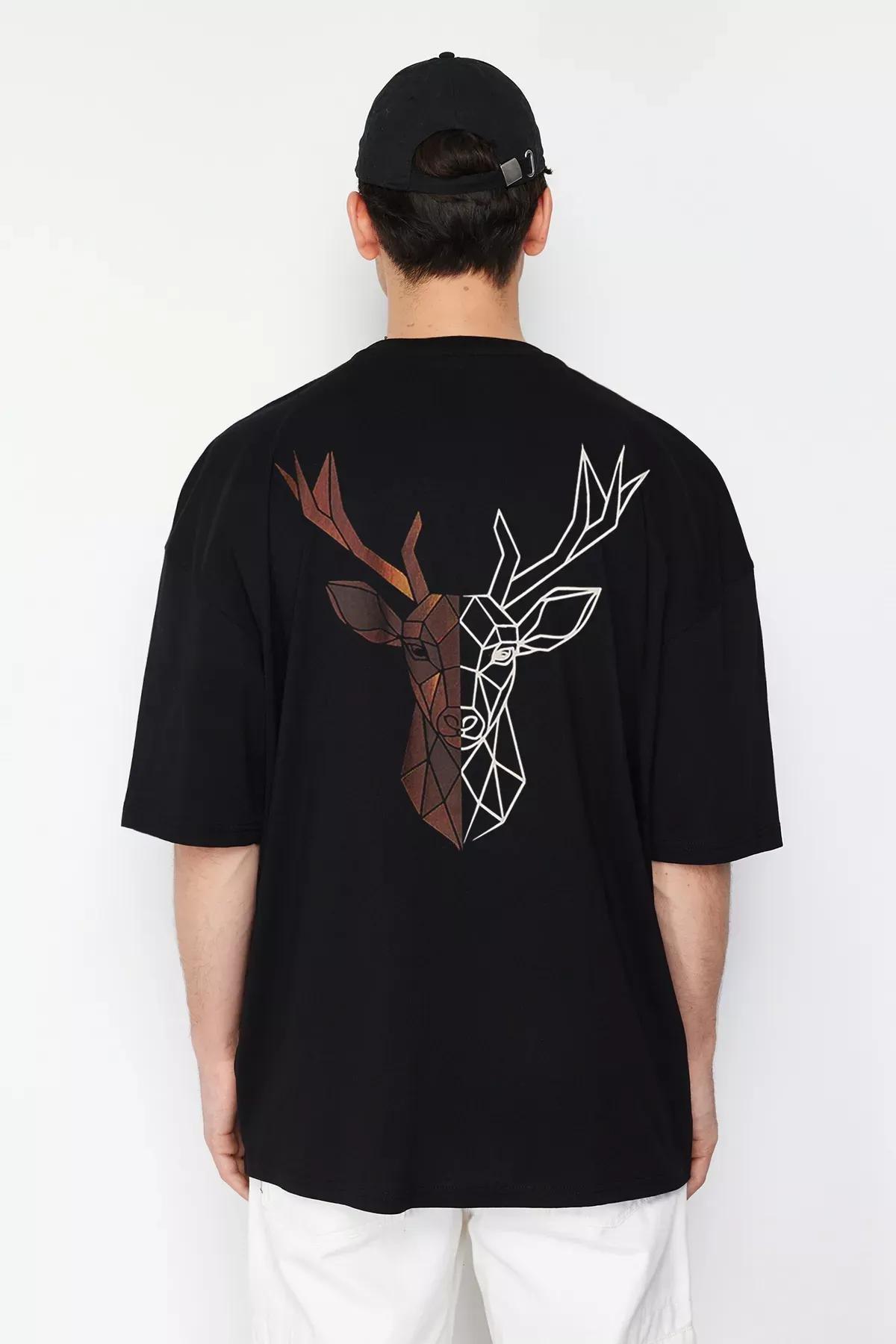 Black Animal Print T-Shirt, , medium