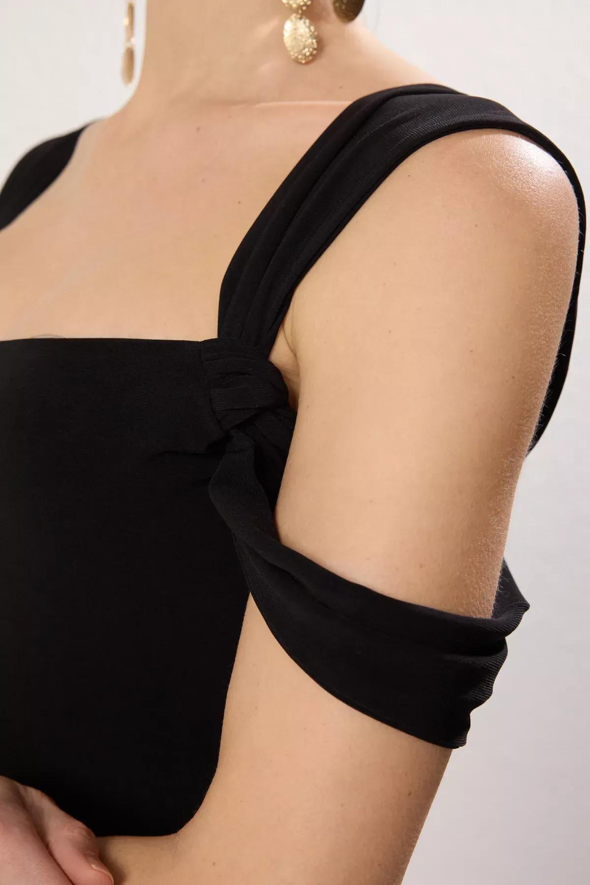 Black Knitting Maxi Occasionwear Dress, , large image number 3