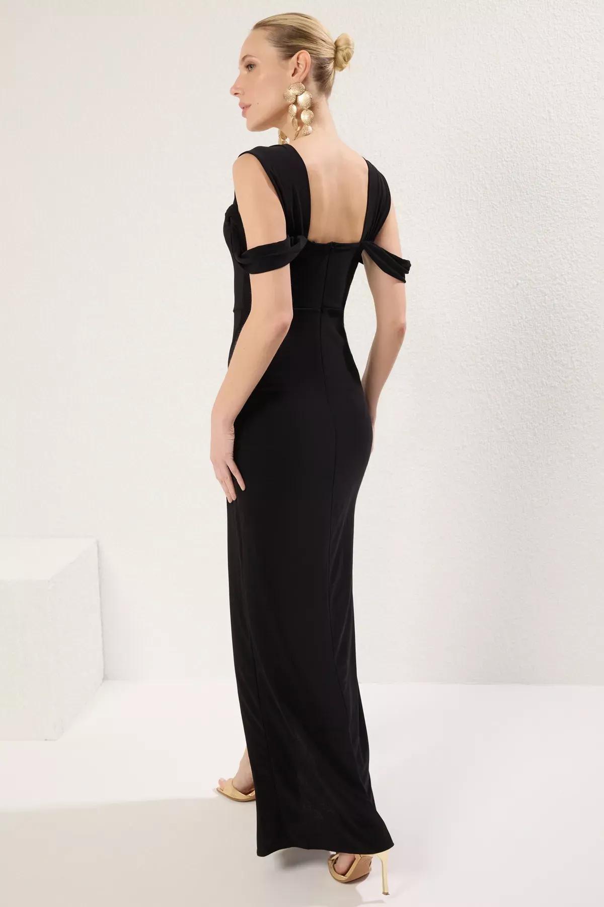 Black Knitting Maxi Occasionwear Dress, , large image number 4