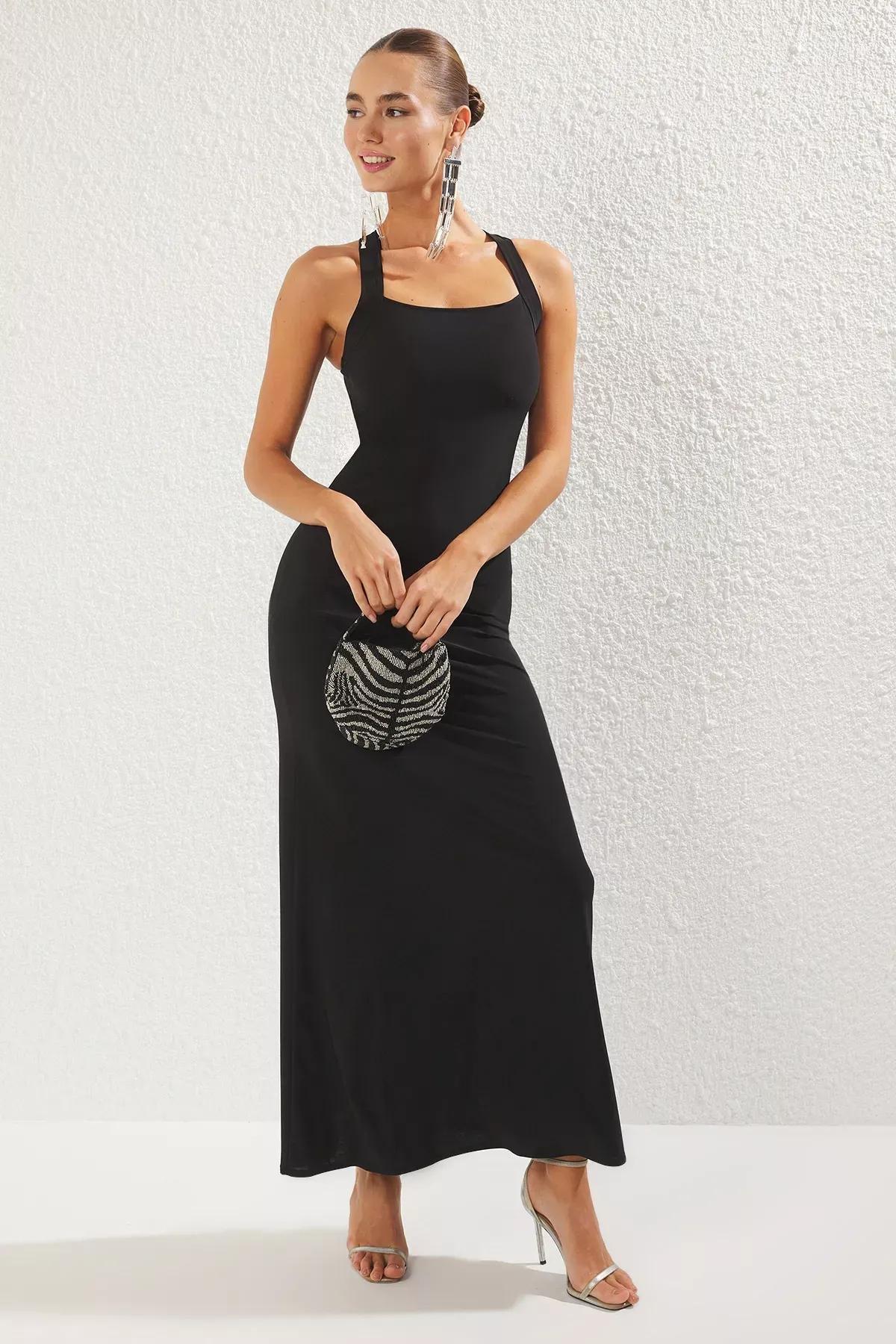 Black Bodycon Maxi Elegant Occasionwear Dress, BLACK, large image number 0