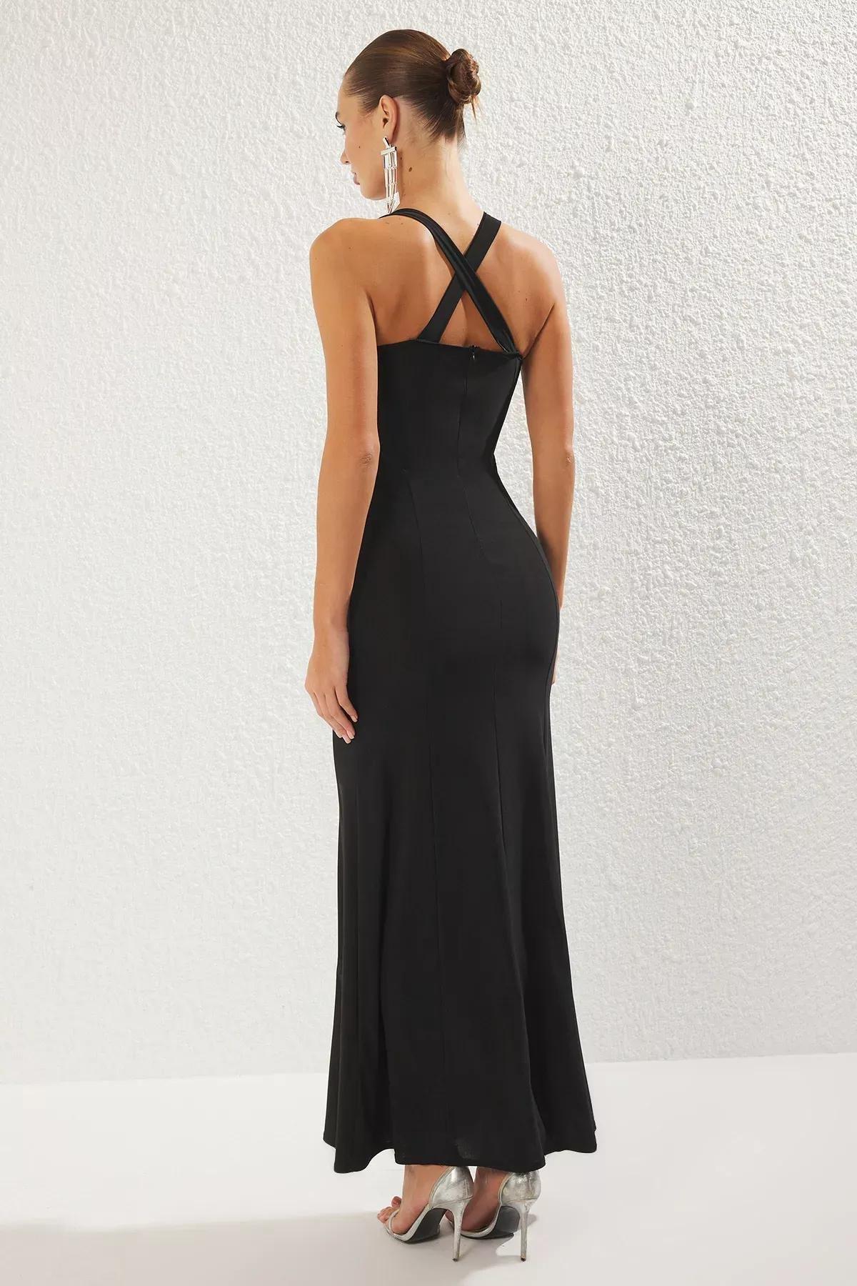 Black Bodycon Maxi Elegant Occasionwear Dress, BLACK, large image number 4