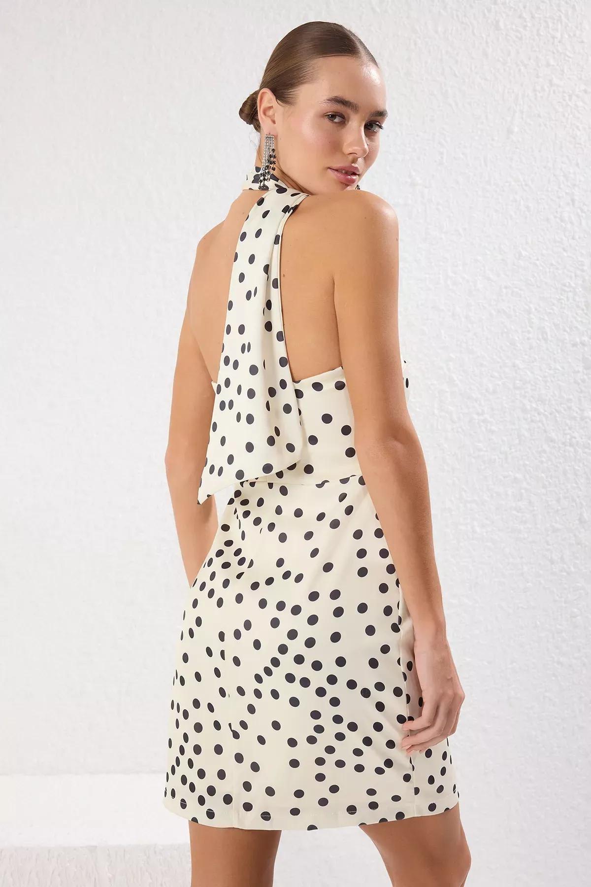 Multicolour Polka Dot Satin Dress, , large image number 0