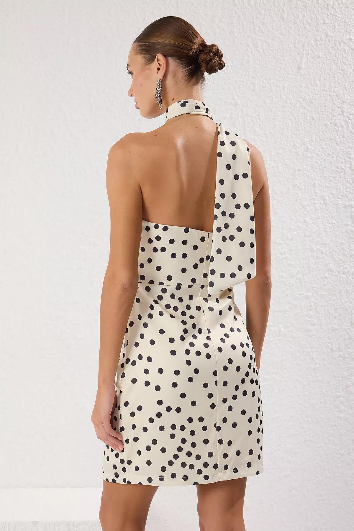 Multicolour Polka Dot Satin Dress, , large image number 3