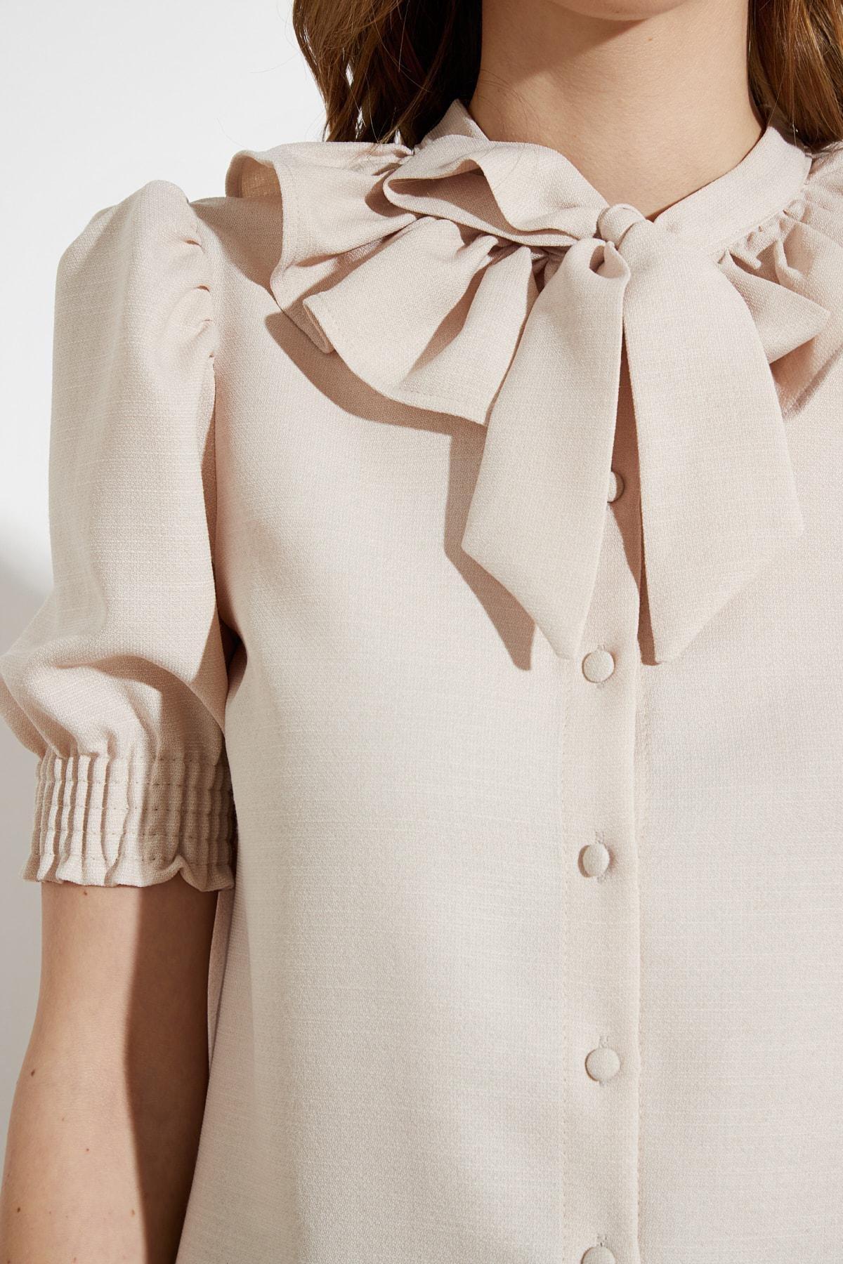 Beige Balloon Sleeves Shirt, , large image number 2