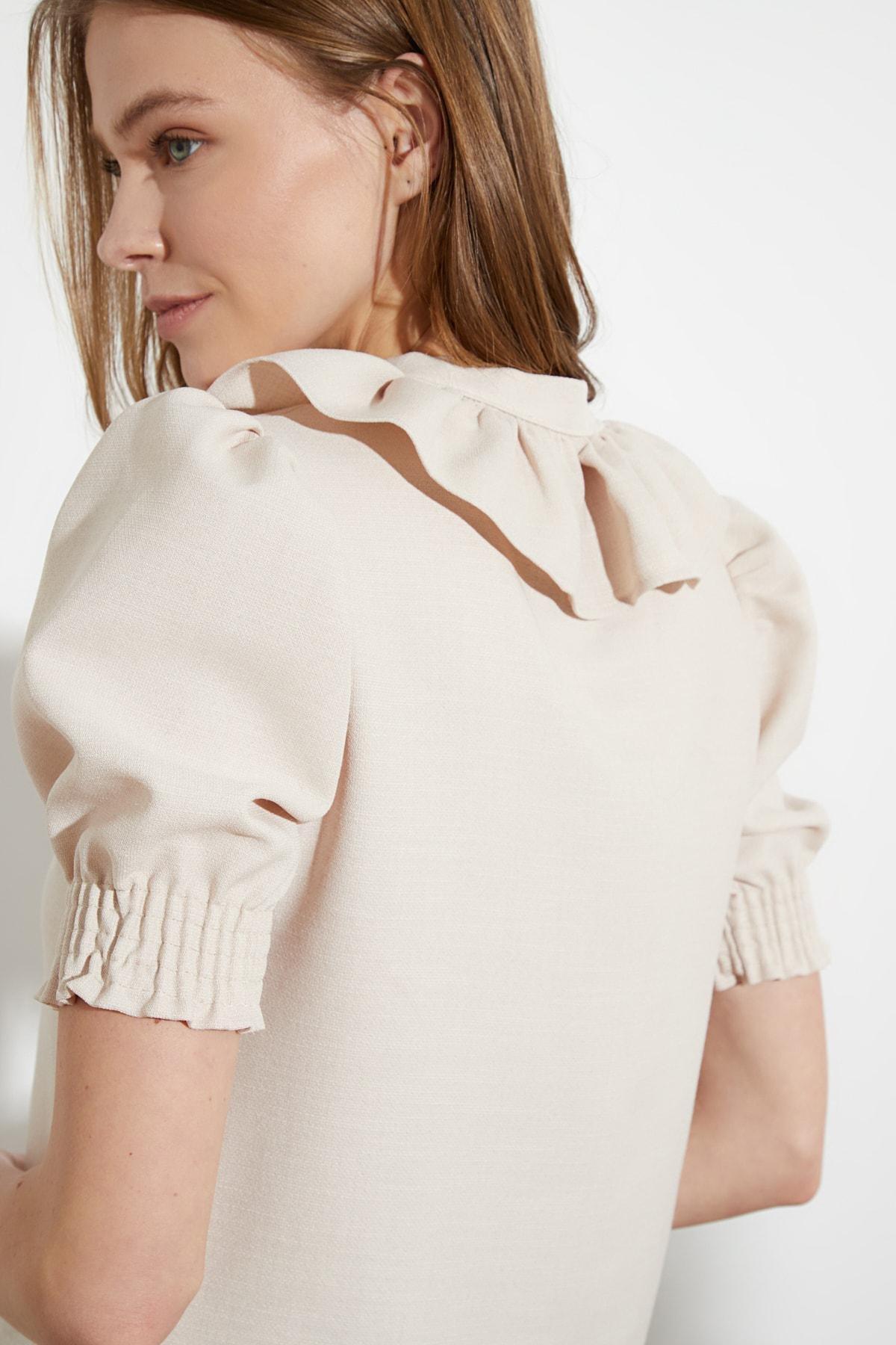 Beige Balloon Sleeves Shirt, , large image number 3
