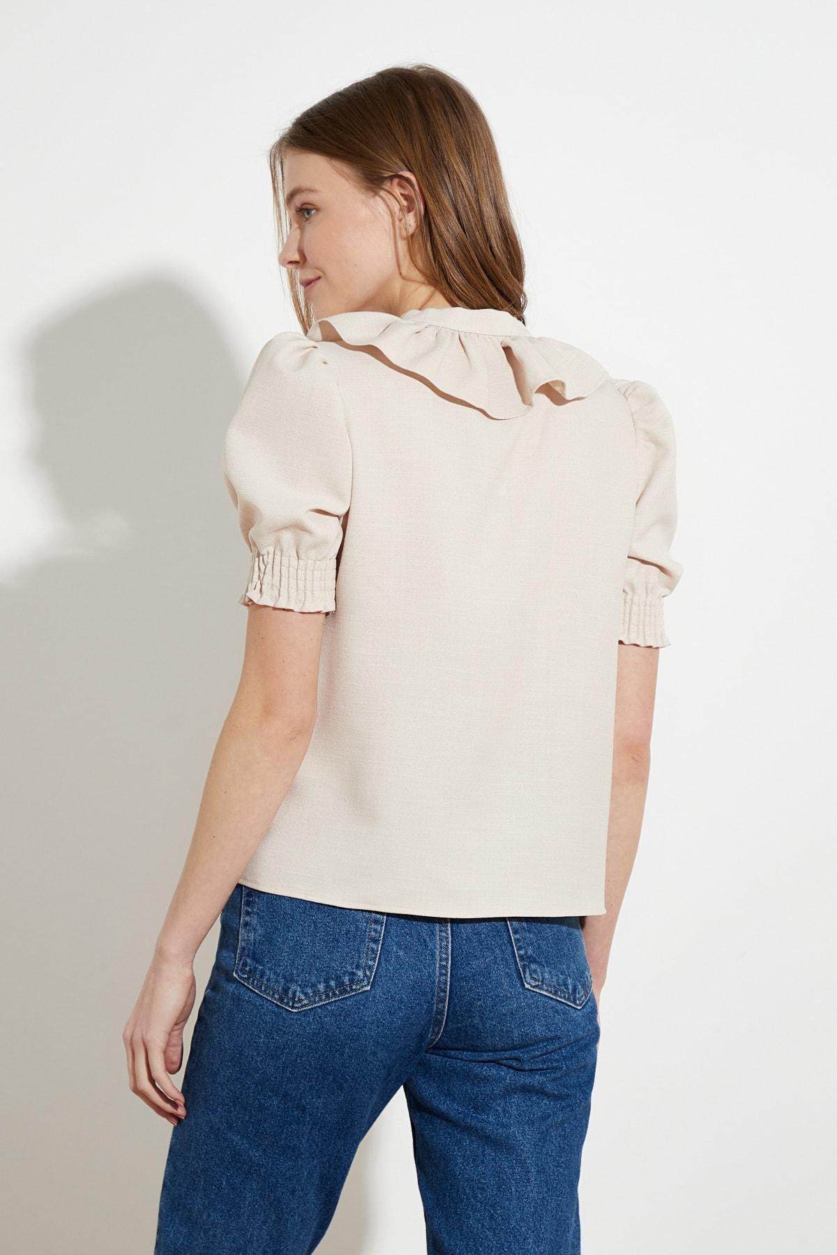 Beige Balloon Sleeves Shirt, , large image number 4