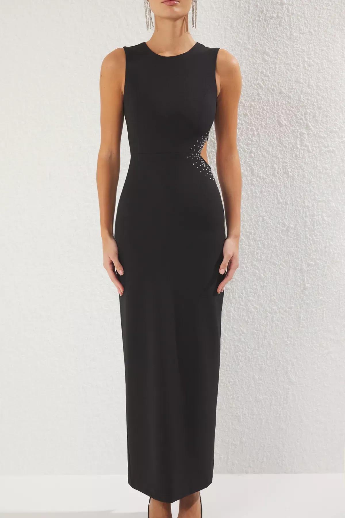 Black Printed Long Occasionwear Dress, , large image number 2