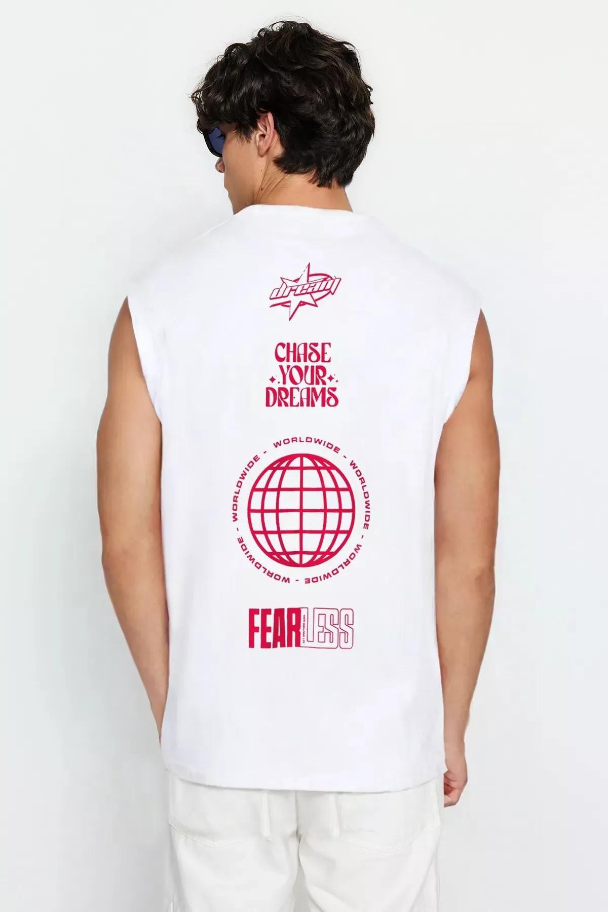 White Oversize Printed T-Shirt, , large image number 0