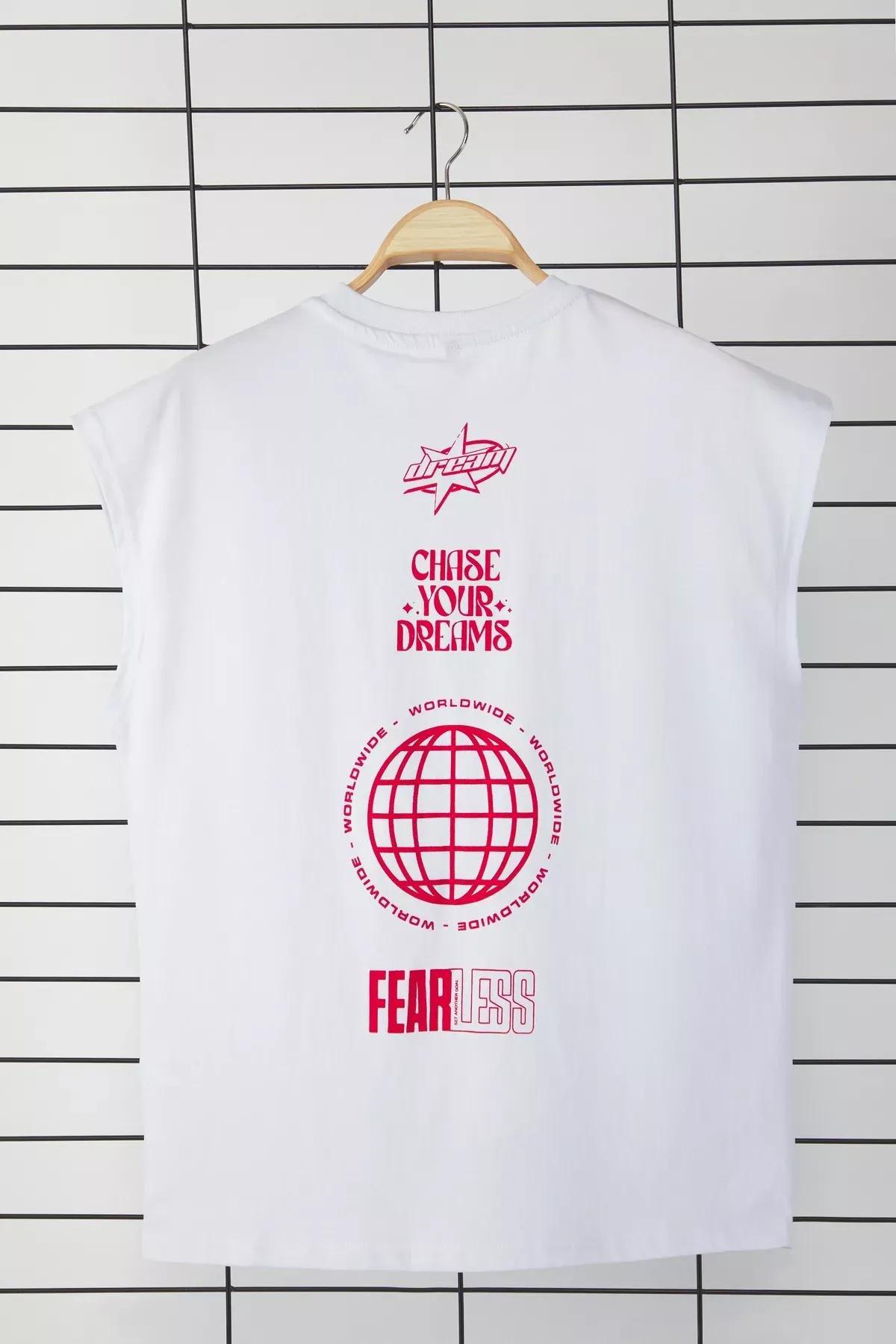 White Oversize Printed T-Shirt, , large image number 2