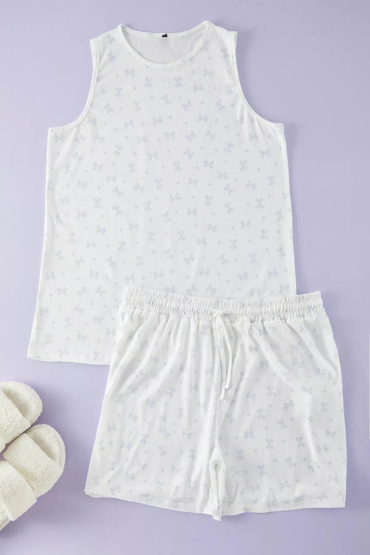 Multicolour Patterned Knitted Pyjamas Set, Ecru-Blue, large image number 0