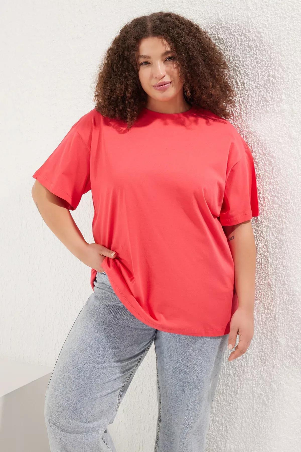 Red  Crew Neck T-Shirt, Pomegranate flower, large image number 0