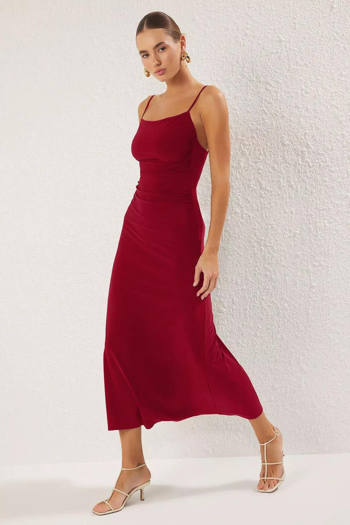 Red Backless A-Line Flare Maxi Dress, , large image number 0