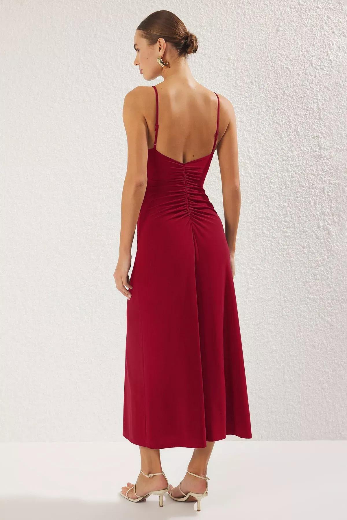 Red Backless A-Line Flare Maxi Dress, , large image number 3