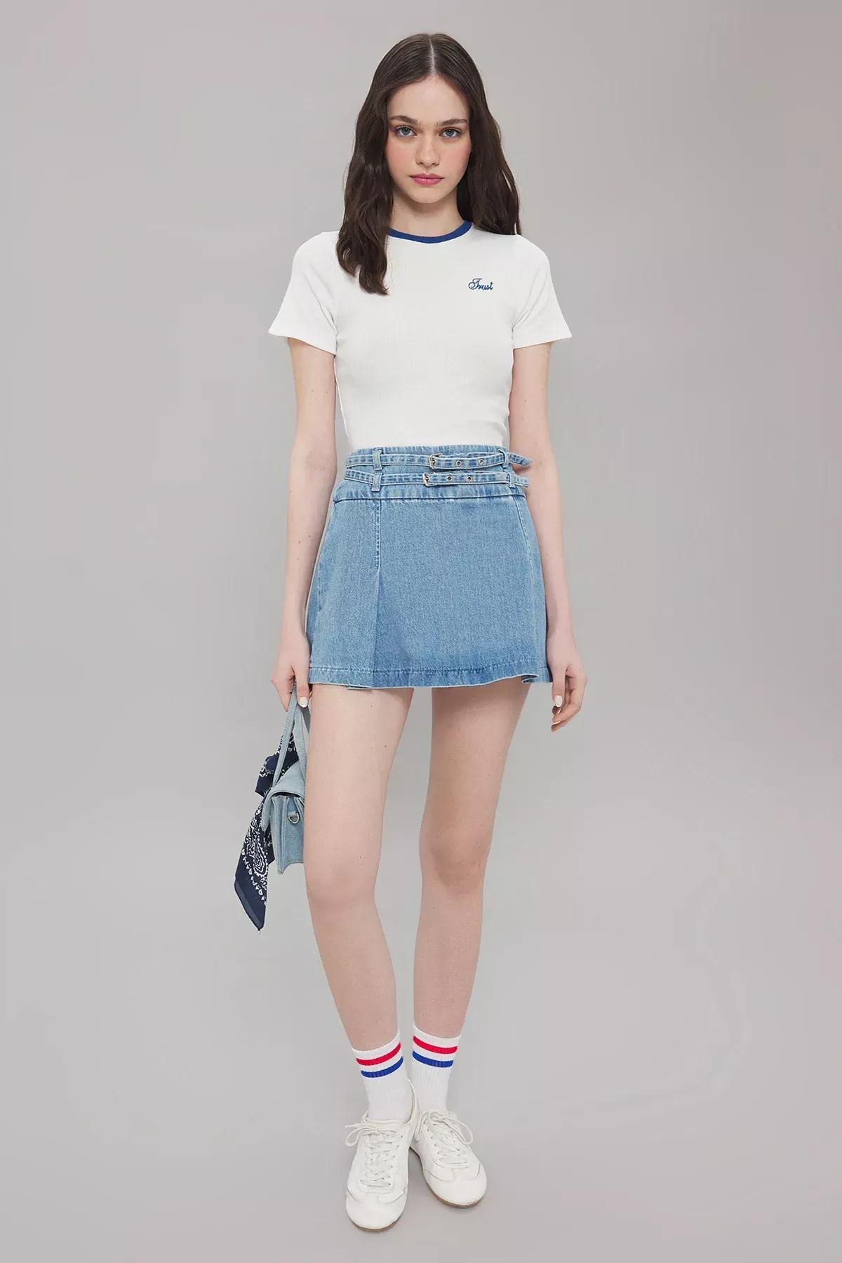 Beige Slogan Ribbed Knit Blouse, Ecru, large image number 0