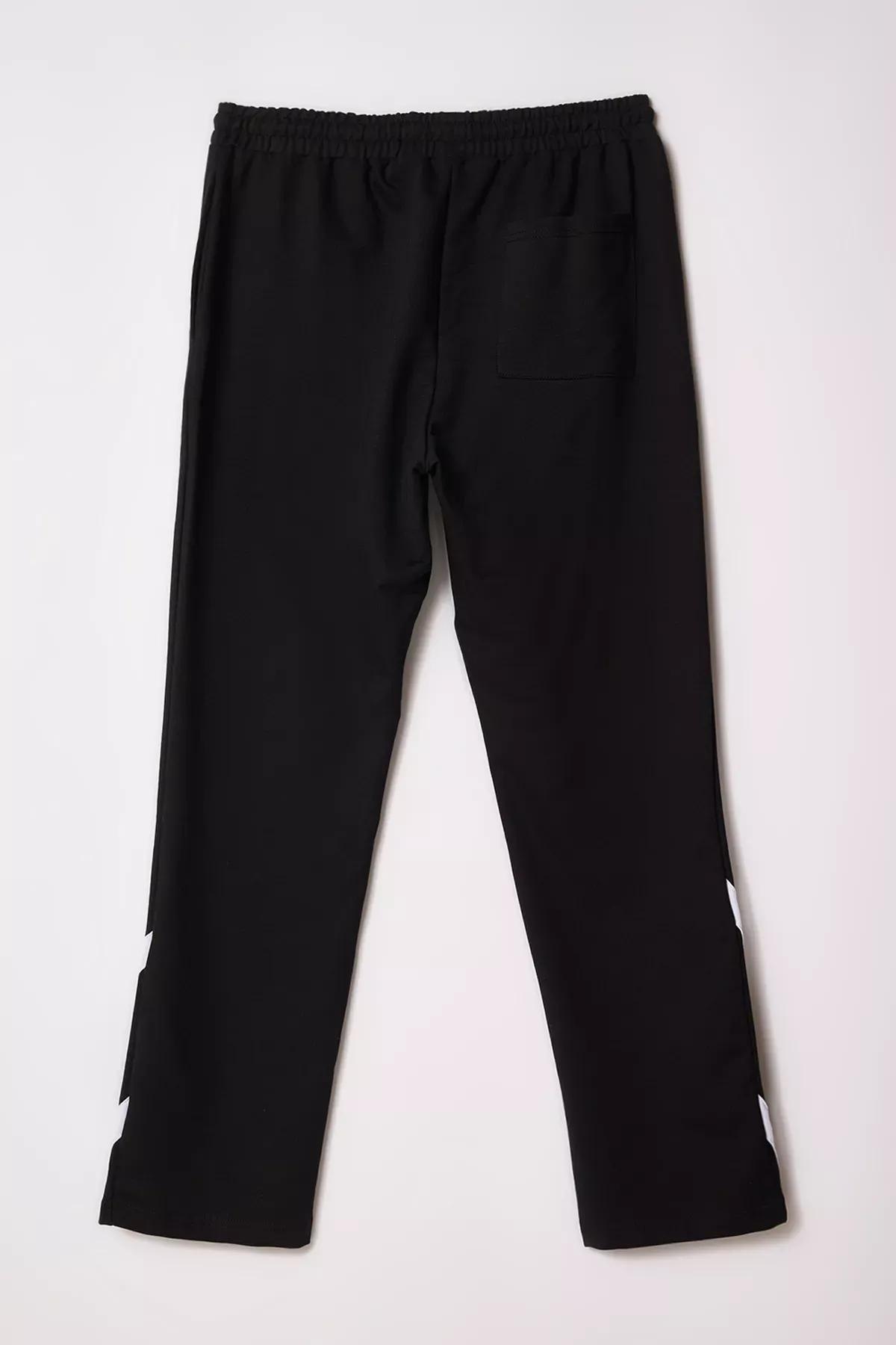 Black Regular Cut Stripe Sweatpants, BLACK, large image number 3
