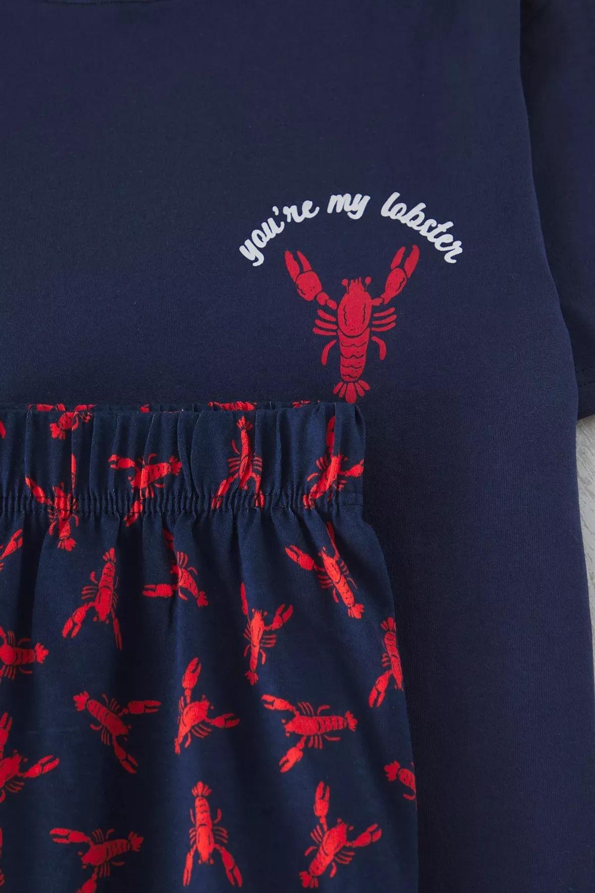 Navy Lobster Printed Pajama Set, , large image number 1