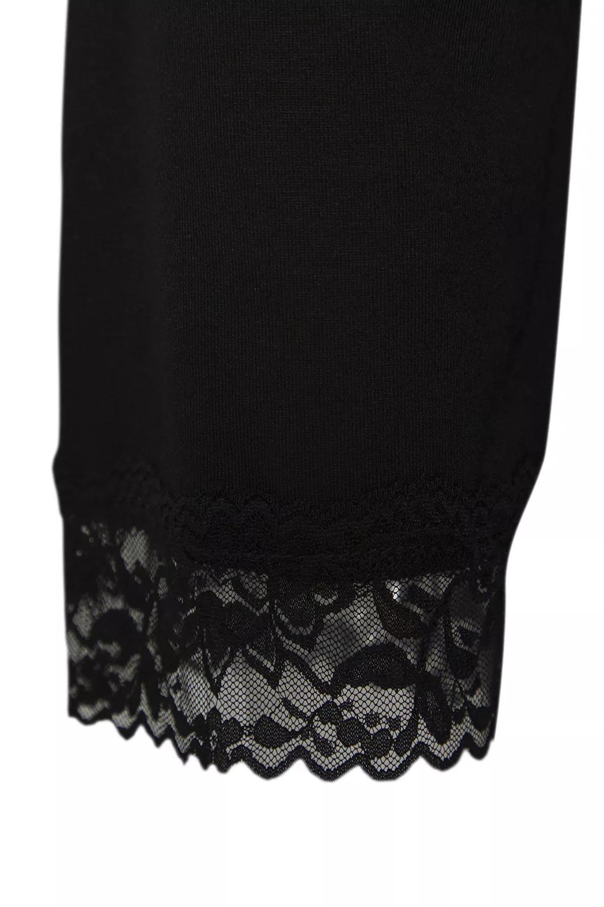 Black Lace Viscose Dressing Gown, , large image number 5