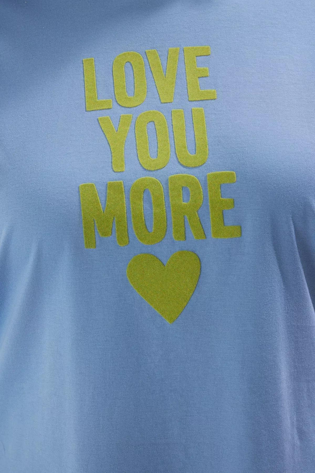 Blue Flock Printed Knit T-Shirt, , large image number 3