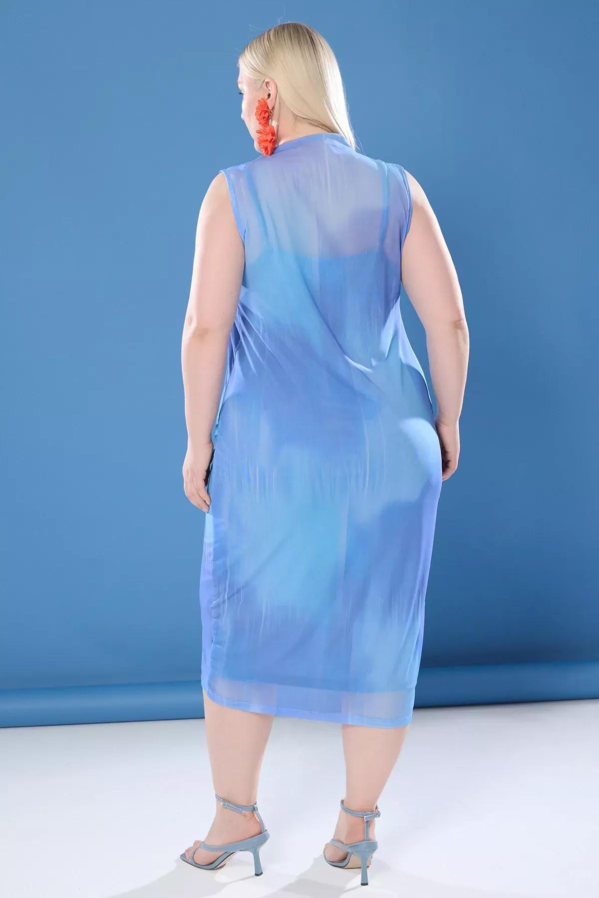 Blue Floral Tulle Dress, Very colorful, large image number 3
