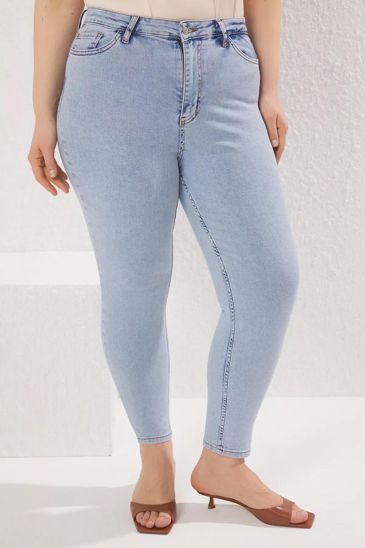Blue High Waist Stretched Skinny Jeans, LIGHT BLUE, large image number 2