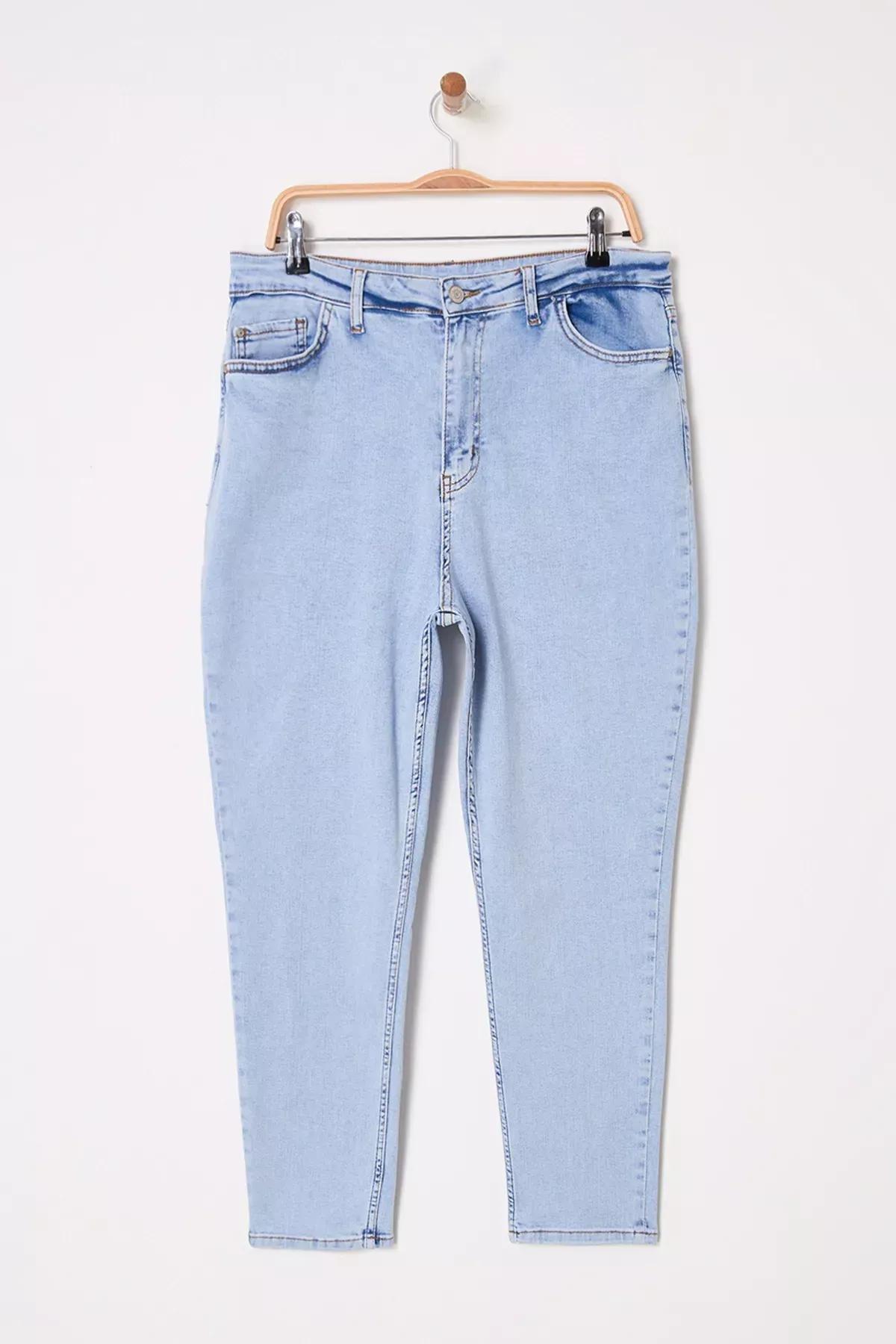 Blue High Waist Stretched Skinny Jeans, LIGHT BLUE, large image number 4