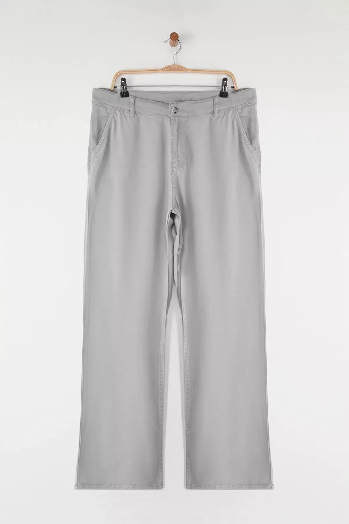 Grey High Waist Plus-Size Wide Leg Jeans, , large image number 0