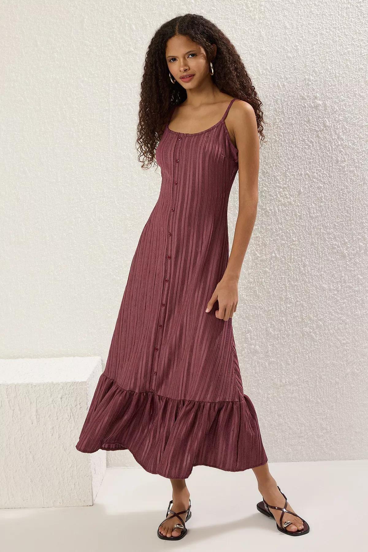 Purple  Flounce Maxi Dress, Plum, large image number 0