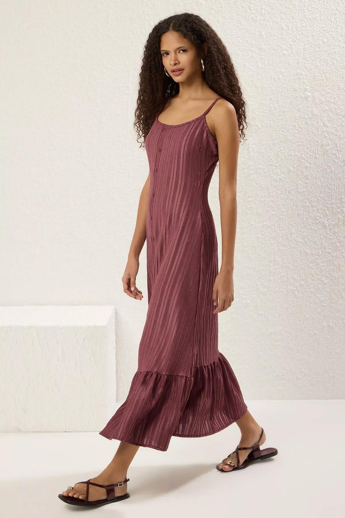 Purple  Flounce Maxi Dress, Plum, large image number 1