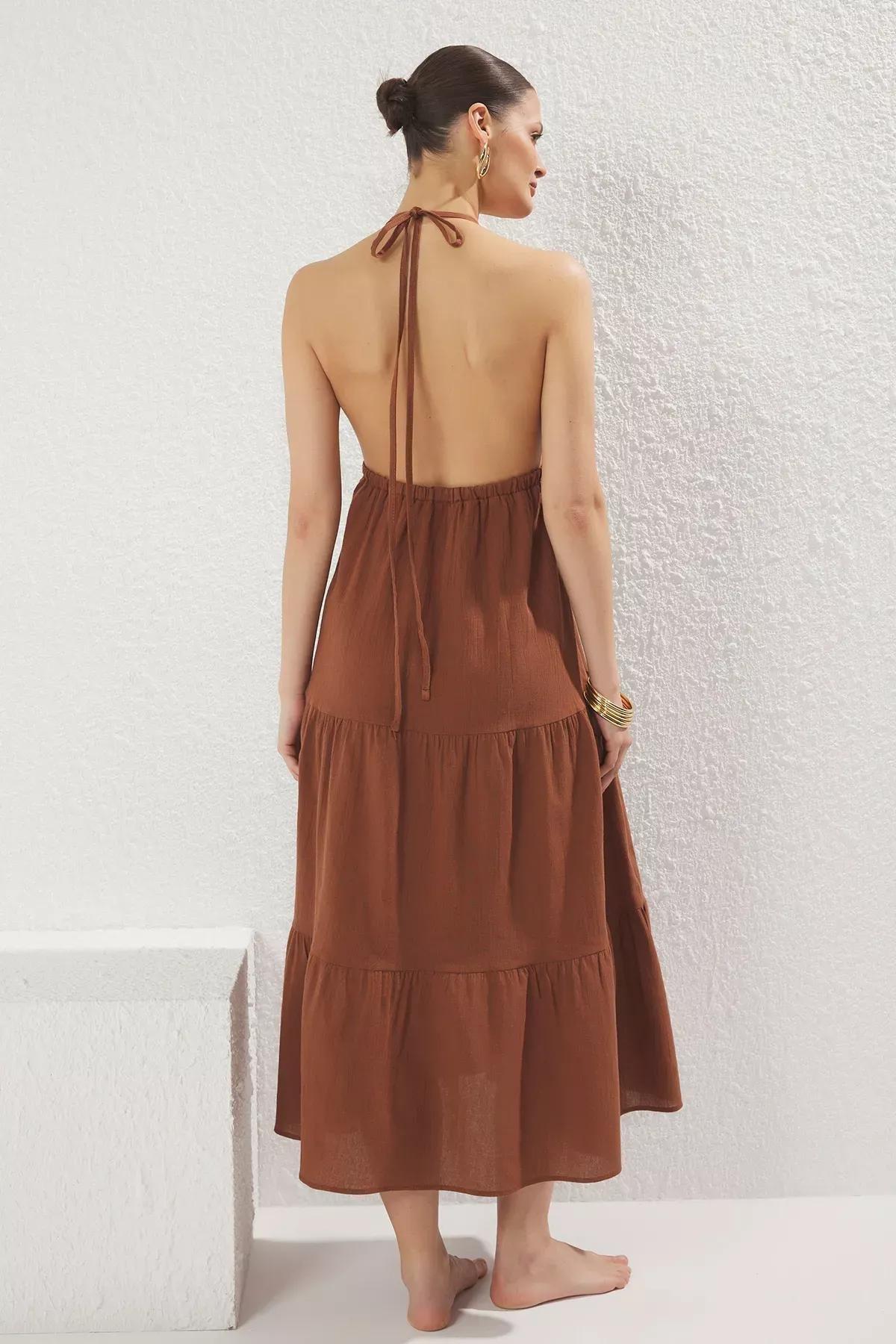 Brown Maxi Strappy Dress, , large image number 3