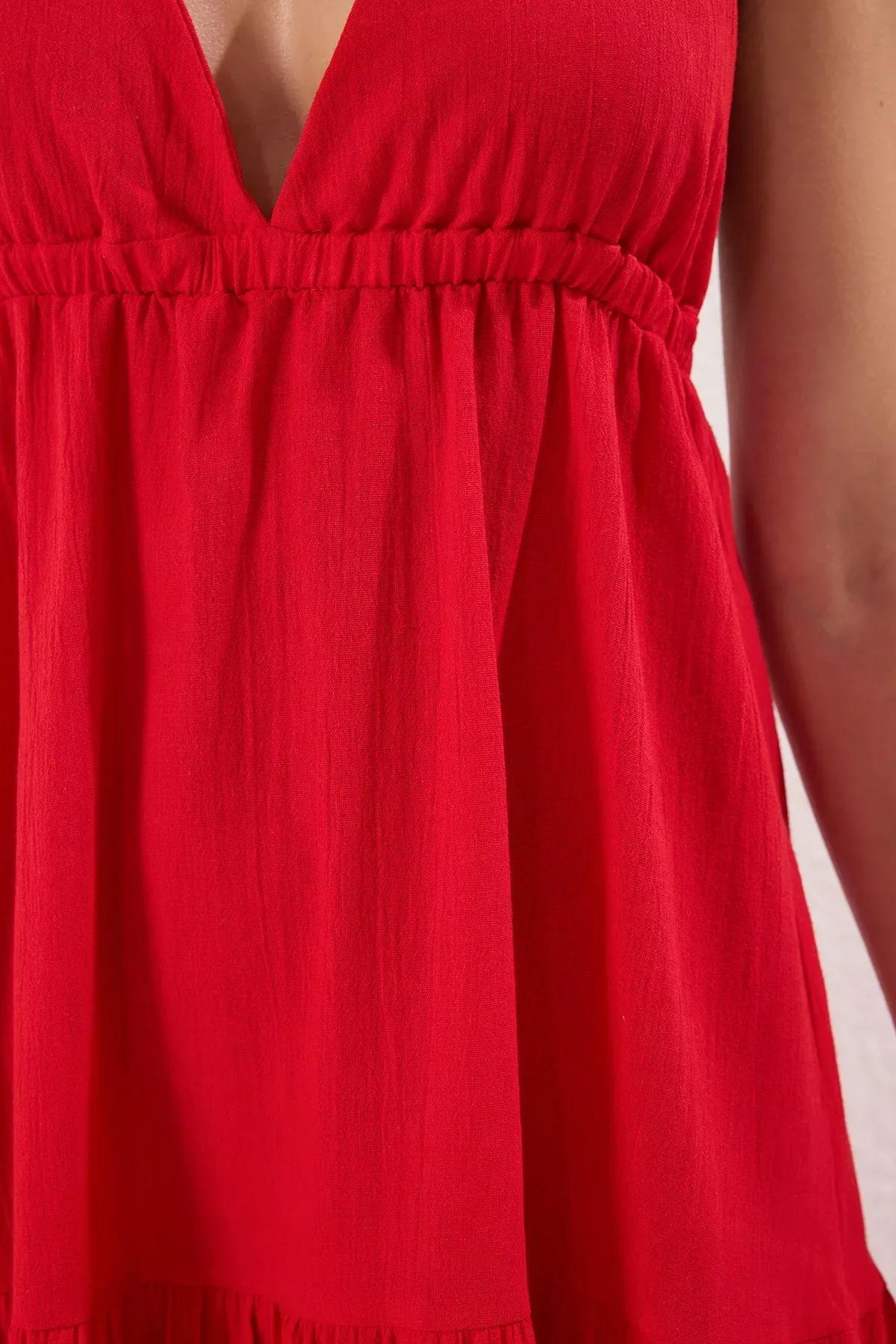 Red Maxi Strappy Dress, Red, large image number 2