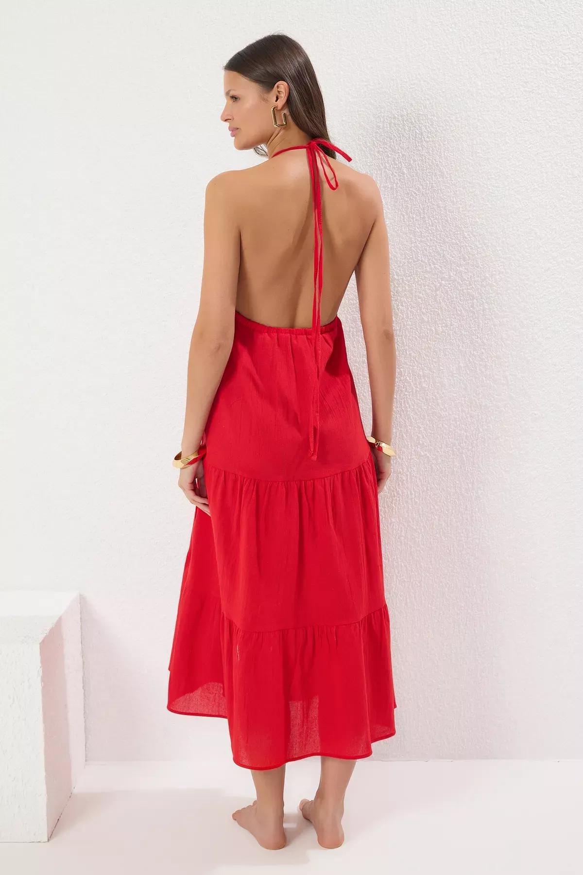 Red Maxi Strappy Dress, Red, large image number 3