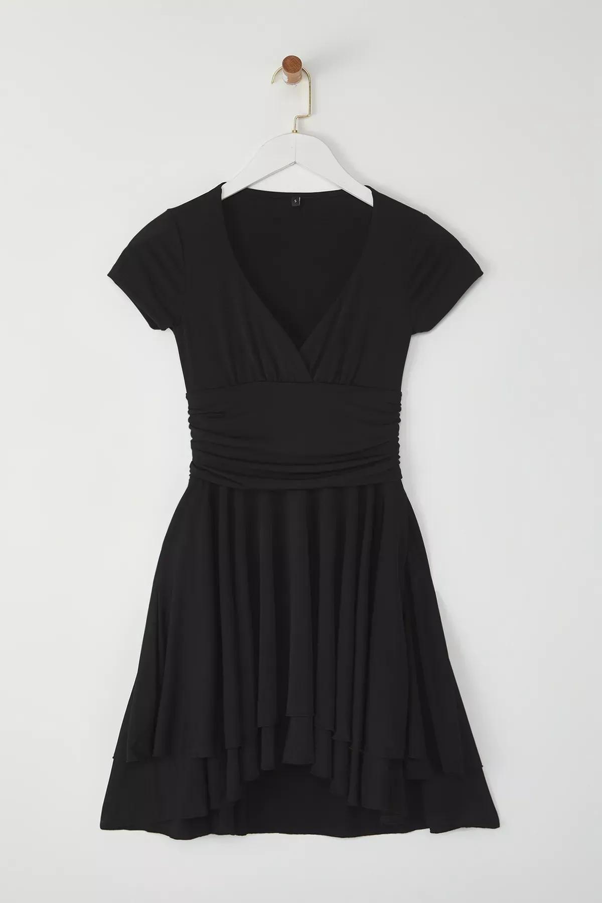 Black Mini Skater Knit Dress, , large image number 0