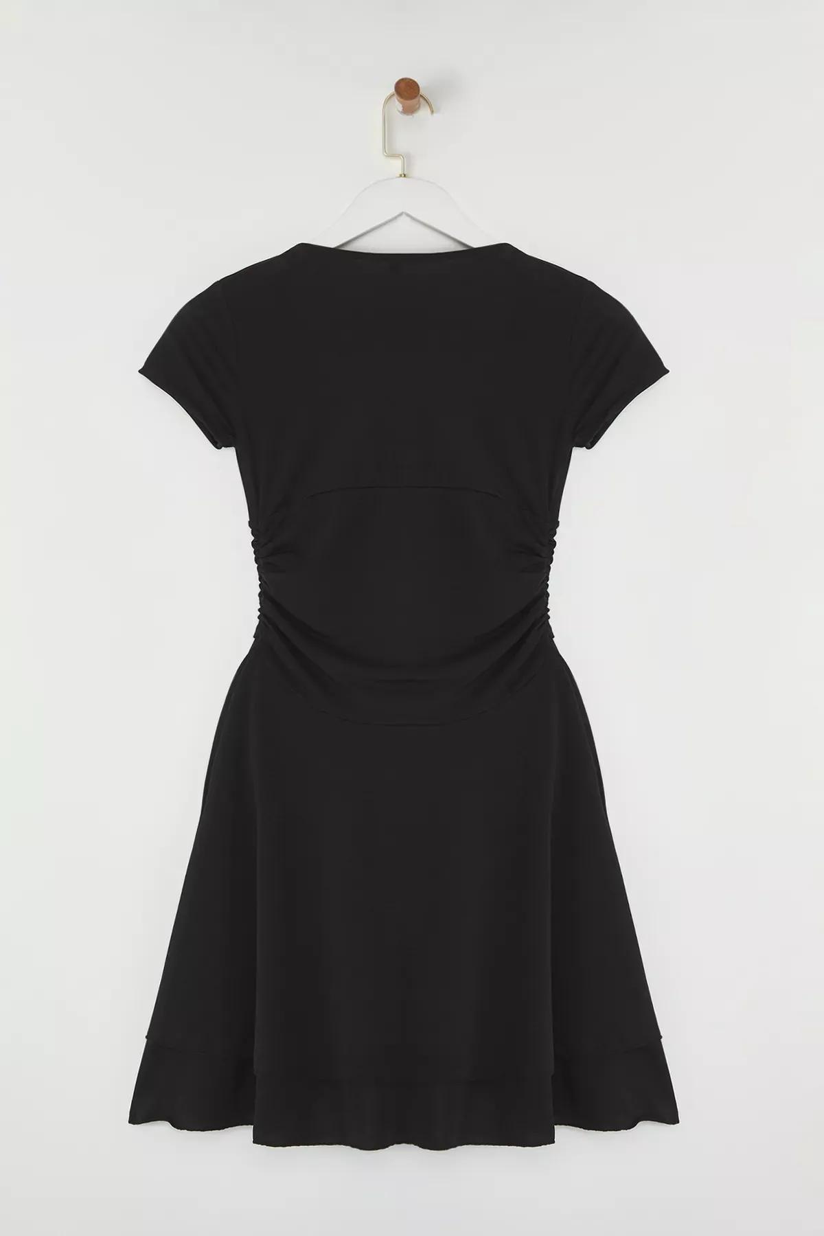 Black Mini Skater Knit Dress, , large image number 1